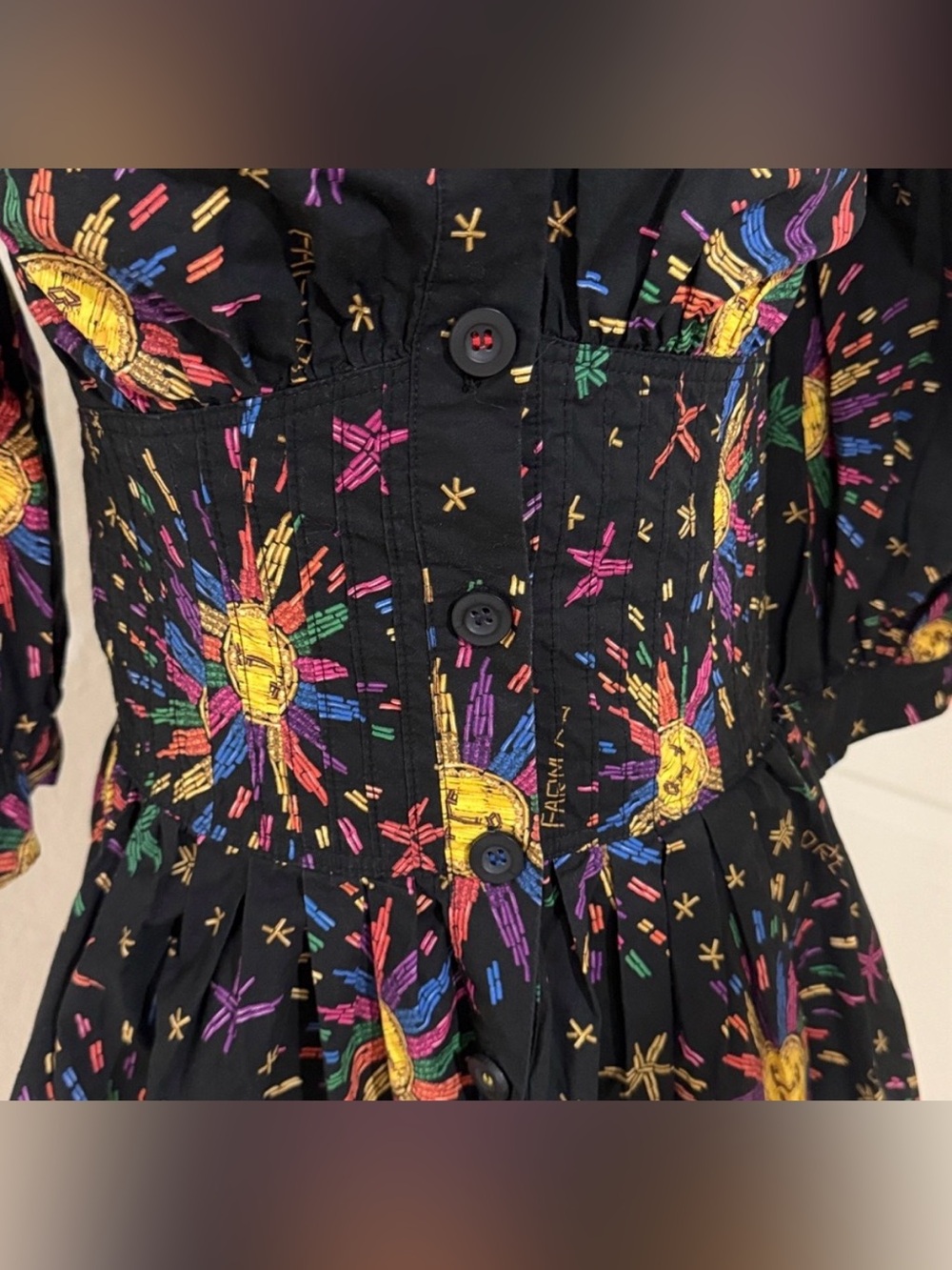 FARM Rio Black Mini Dress with Rainbow Sunburst Embroidery - Picture 5 of 6